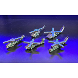 3D Model Build Your Own Helicopter, Utility and Attack,  AH-64 Apache, Mi-28 Havoc, AH-1 Cobra, UH-1 Huey, Uh-60 Black Hawk, Wood kit, 5 pcs