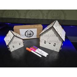 3D Gingerbread House, Draw your own, Wood, Etched, Dry Erase