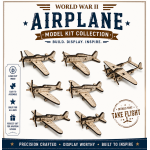 WWII Fighter Plane Model Kit, 7 Aircraft Wooden 3D Puzzle, DIY Airplane Collection, P-51 Mustang, P-38, P-47, P-40