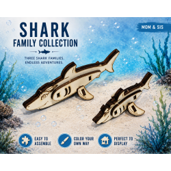 Mom and Sis - Shark Family Collection – Handmade Wooden Shark Set  | Playful Animals Collection