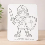 Girl - Armor of God Puzzle, Wooden Christian Learning Toy for Kids, Ephesians 6