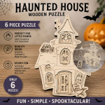 Wood Etched Haunted Halloween House Puzzle