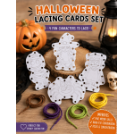 Halloween Lacing Card Set, Kids Fine Motor Activity, Mummy Witch Frankenstein Spider