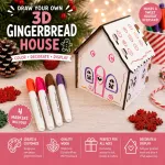 3D Gingerbread House Craft Kit, Wood Dry Erase House with 4 Markers