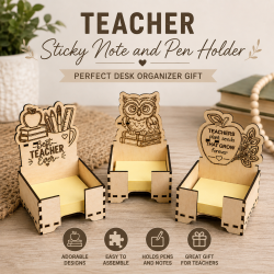 Teacher Sticky Note Holder, Wooden Classroom Desk Organizer, Pencil and Note Holder,  Teacher Appreciation Gift