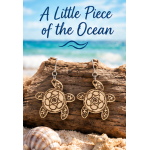 Sea Turtle Wooden Dangle Earrings, Etched