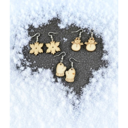 Snowflake, Snowman, Mitten, Rustic Wood Etched, Holiday Earrings, Dangle Earring, Cozy Winter Gift