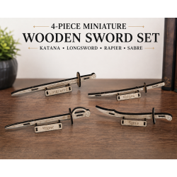 Miniature Wood Sword Collection – Katana, Longsword, Rapier, Sabre Display