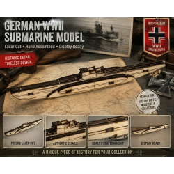 VIIC German UBoat Model Submarine, WWII Naval Desk Decor