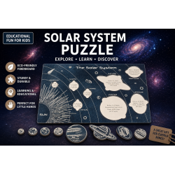 Solar System Puzzle - Engraved Planet Board, Educational Montessori Toy | Space Decor Gift